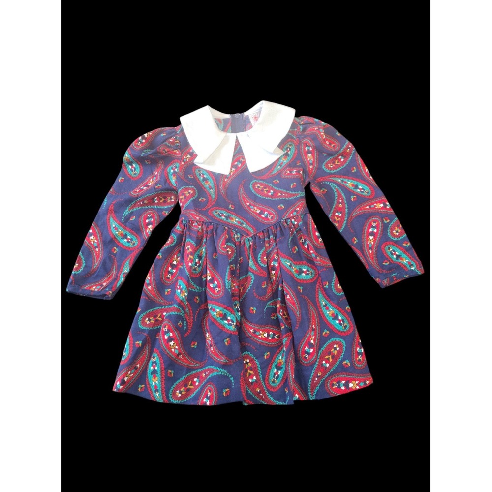 Vintage girls sz 4 Collared Paisley dress Love‎